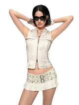 Distressed Stud Vest / Skirt