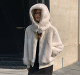 Hooded Cropped Fur Jacket