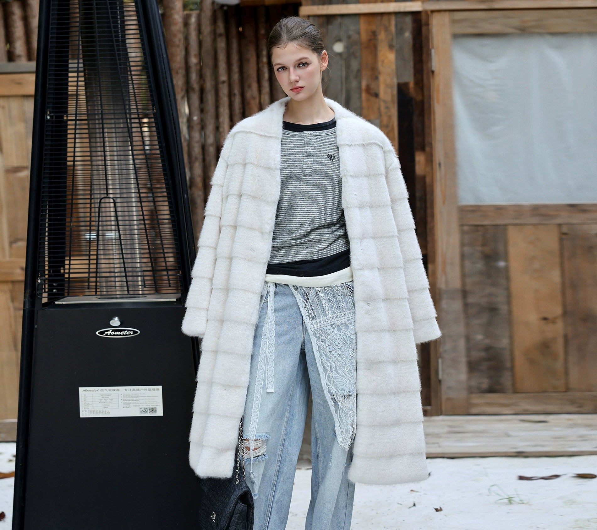 White Silky Fur Coat