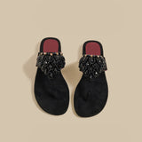 Embellished Thong Flat (Black)