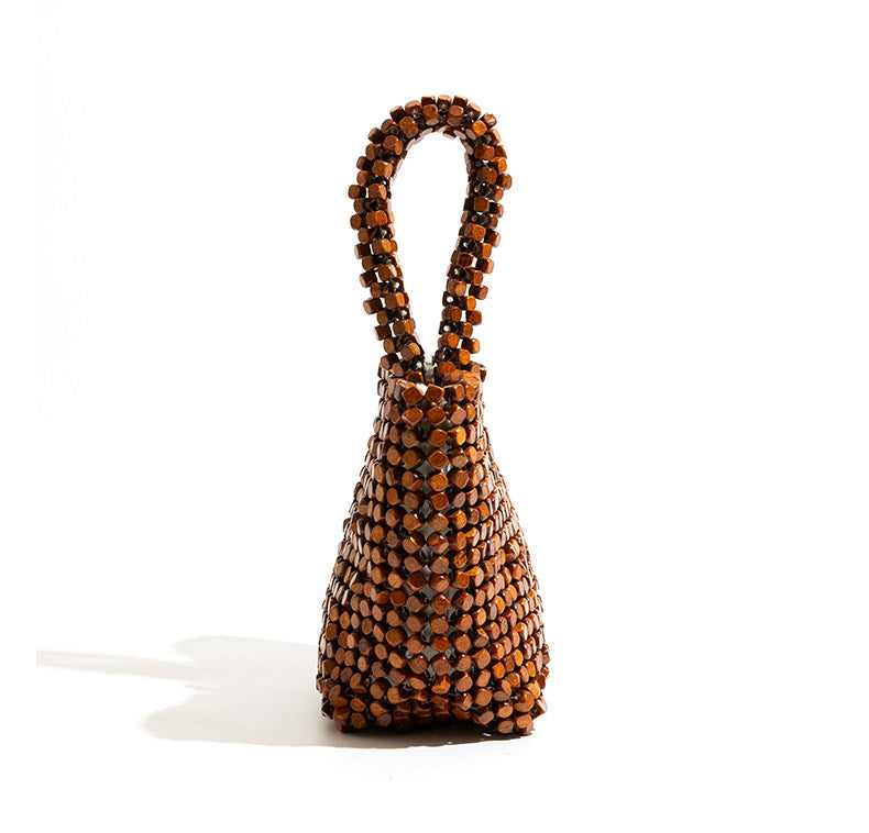 Woven Wooden Bead Bag