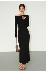 Ruched Waist Maxi Dress - Black