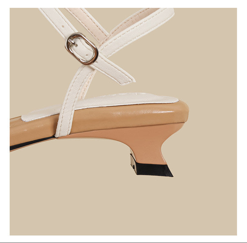 Knot Strap Heel Sandals (Ivory)