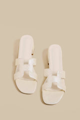 Strap Low Heel Sandals (Cream)