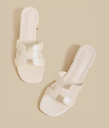 Strap Low Heel Sandals (Cream)