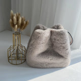 Faux Rabbit Fur Bucket Bag
