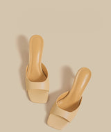 Minimal Curve Heel Sandals (Yellow)