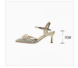 Floral Tweed Pointed Slingback Heels