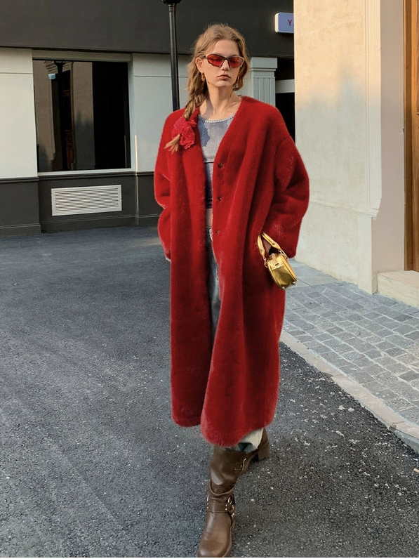 Long Red Fur Coat