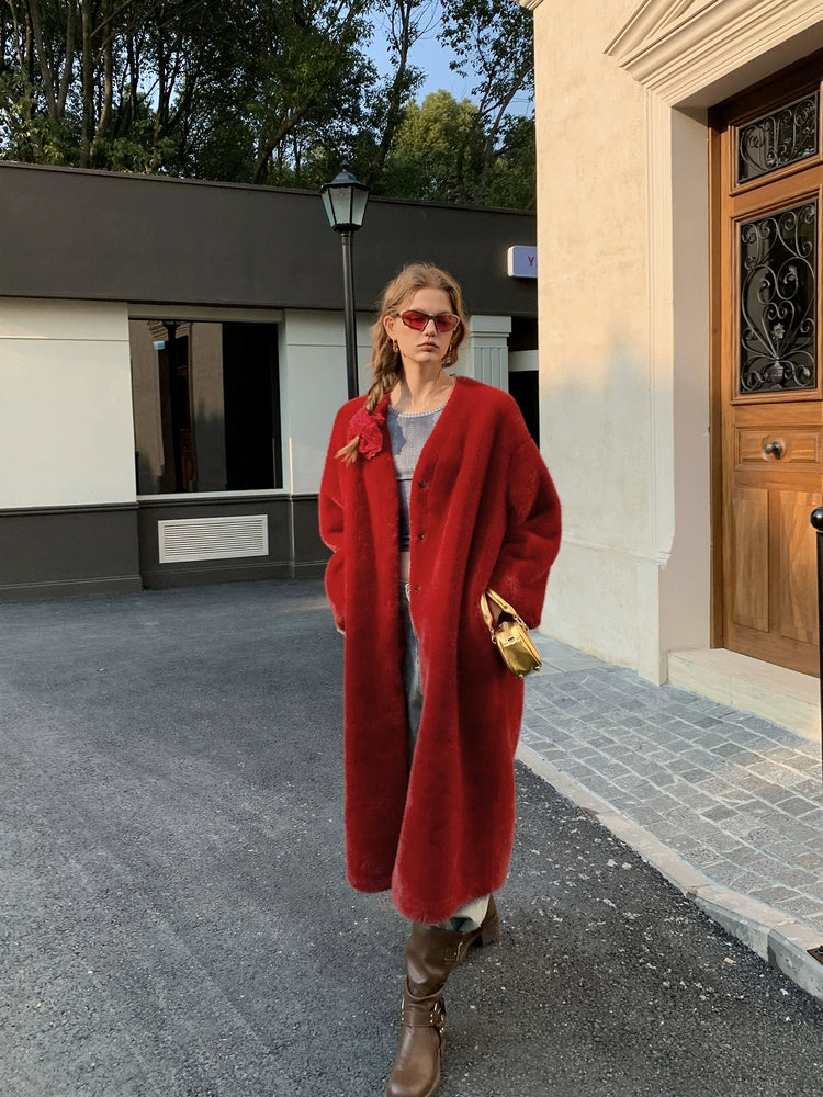 Long Red Fur Coat
