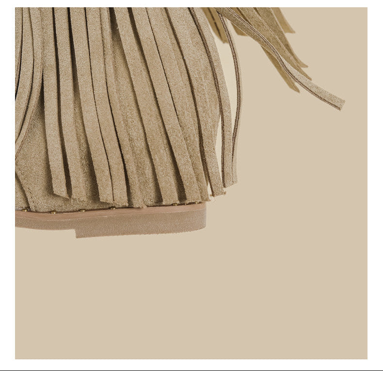 Fringe Stud Microfiber Leather Sandal