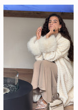 Plush Sleeves Fur Coat - Long