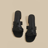 Strap Low Heel Sandals (Black)