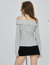 Off-Shoulder Stripe Shirt