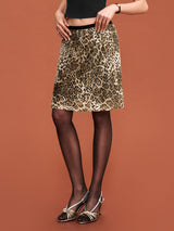 Leopard Sequin Skirt