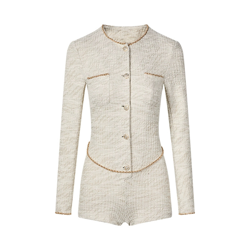 Belted Tweed Jumpsuit