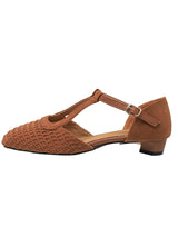 Woven T-Strap Mary Jane Flats