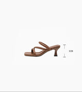 Wrap Strap Heel Sandals (Brown)