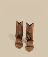 Fringe Stud Microfiber Leather Sandal