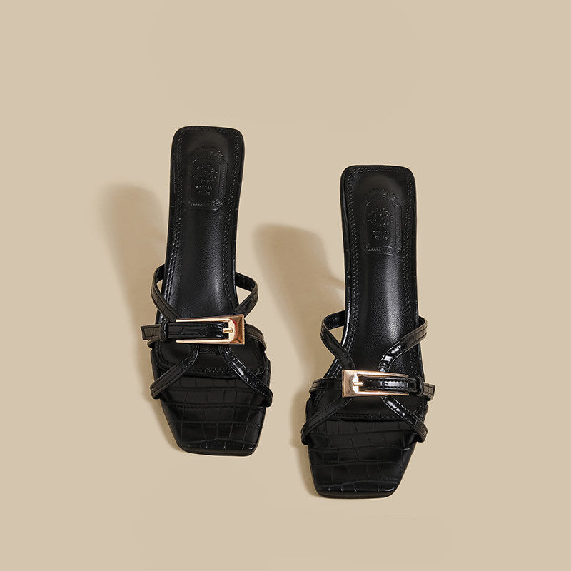 Buckle Strap Sandals (Black)