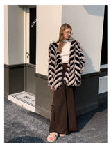 Two-Tone Faux Fur Coat