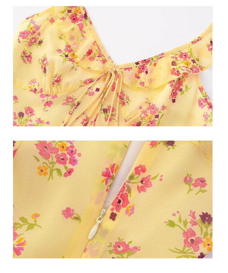 Butter Yellow Floral Dress