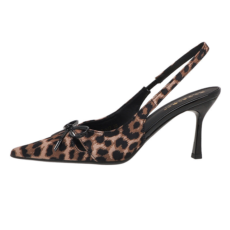 Leopard Bow Slingback Heels