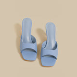 Minimal Curve Heel Sandals (Sky)