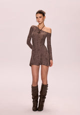 Slanted Shoulder Mini Dress