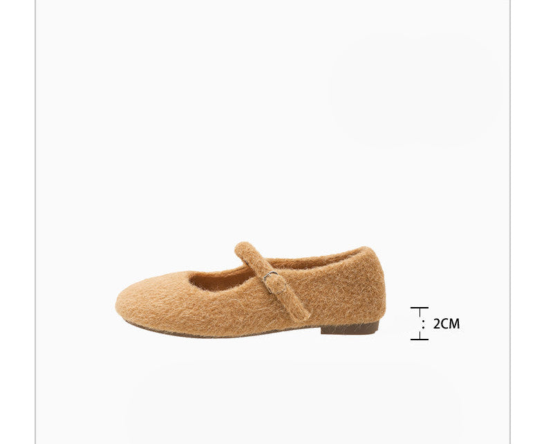 Wool-Blend Mary Jane Flats