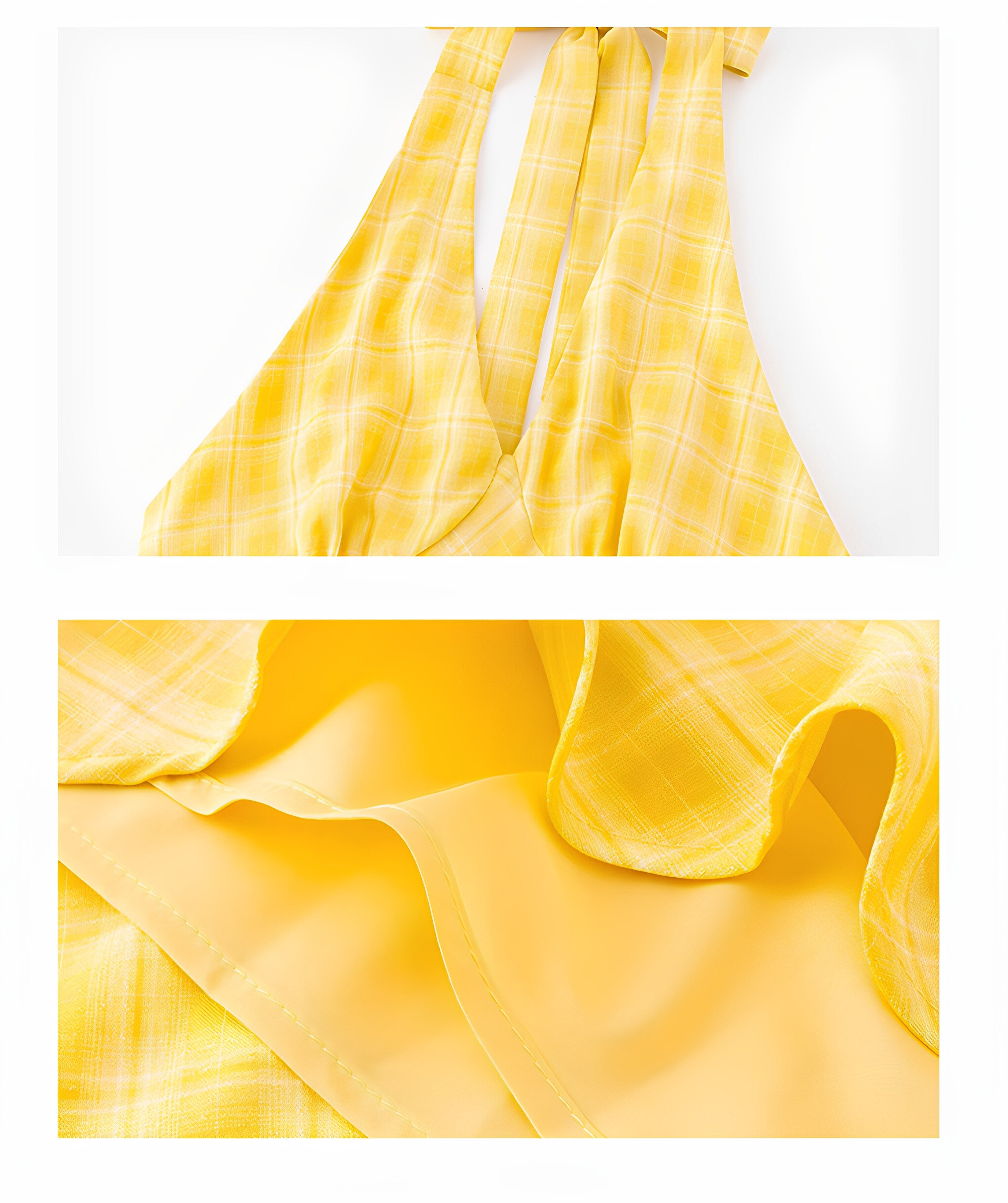 Lemon Check Halter Dress