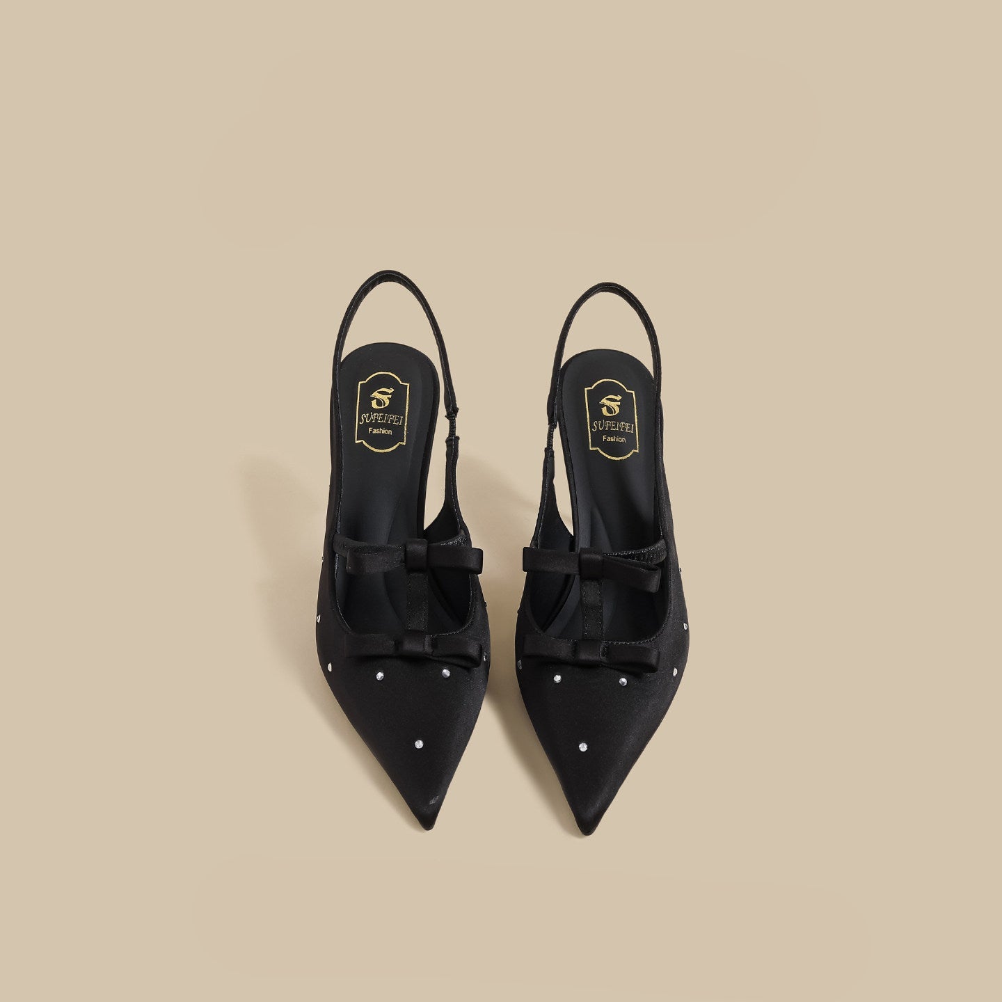 Crystal Bow Slingback Stiletto Heels