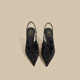 Crystal Bow Slingback Stiletto Heels