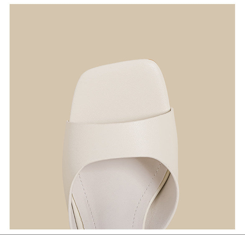 Minimal Curve Heel Sandals (Yellow)