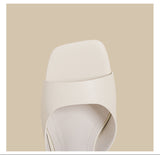 Minimal Curve Heel Sandals (Cream)