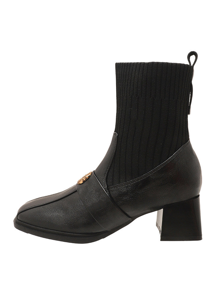 Metal Knit Ankle Boots