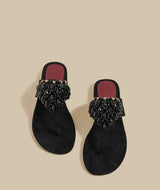 Embellished Thong Flat (Black)
