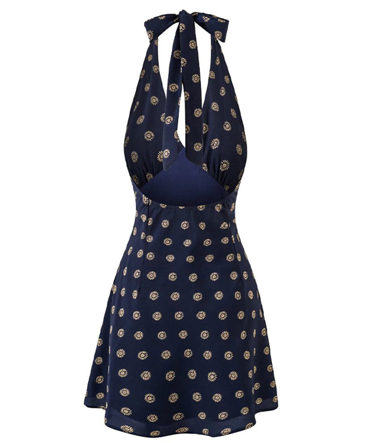Golden Dot Halter Dress