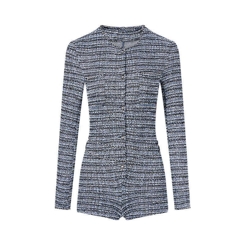 Belted Tweed Jumpsuit