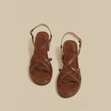 Cross Strap Sandals (Brown)