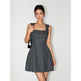 Structured Sleeveless Mini Dress - Gray