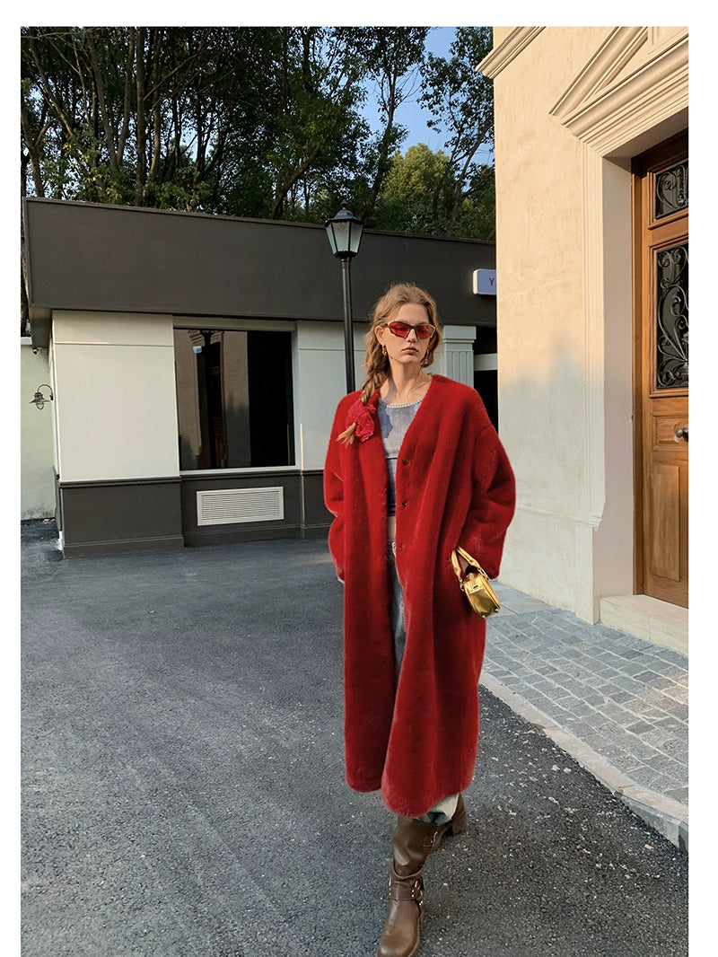 Long Red Fur Coat