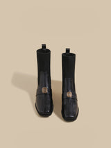 Metal Knit Ankle Boots