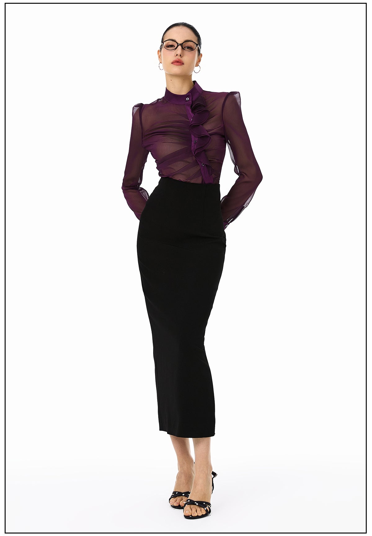 Ruched Sheer Blouse