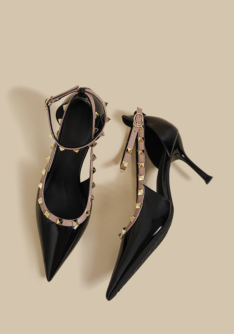 Studded Strap Slingback Heels