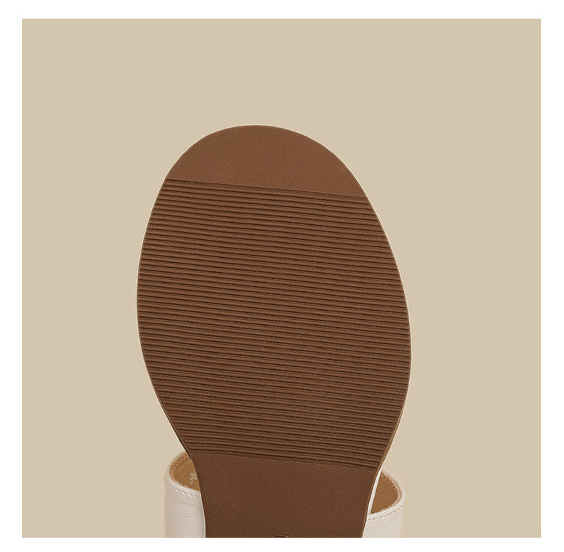 Double Strap Low Heel (Cream)