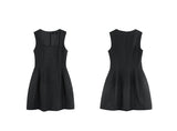 Structured Sleeveless Mini Dress - Black