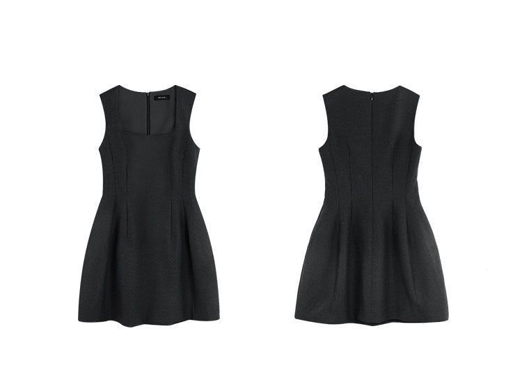 Structured Sleeveless Mini Dress - Gray