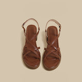 Cross Strap Sandals (Brown)