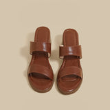 Double Strap Low Heel (Brown)